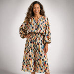 Amara Midi Dress with Geometric Print