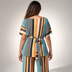 Plissé Top Kimono Sleeves Tie Waist