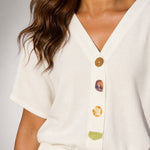 Khanyi Dolman Top with Perspex Button Detail