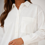 White Cotton Shirt | Oversized Button-Front