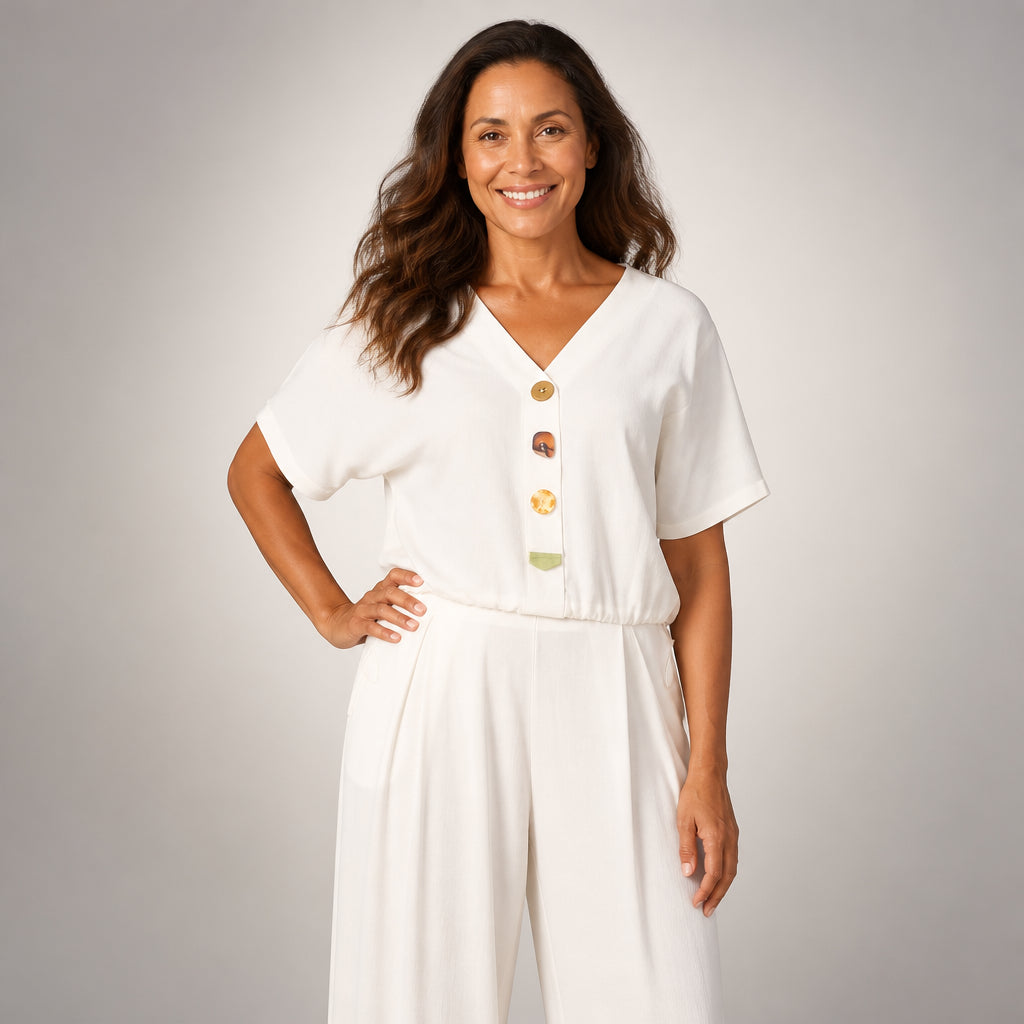 Khanyi Dolman Top with Perspex Button Detail