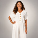 Khanyi Dolman Top with Perspex Button Detail