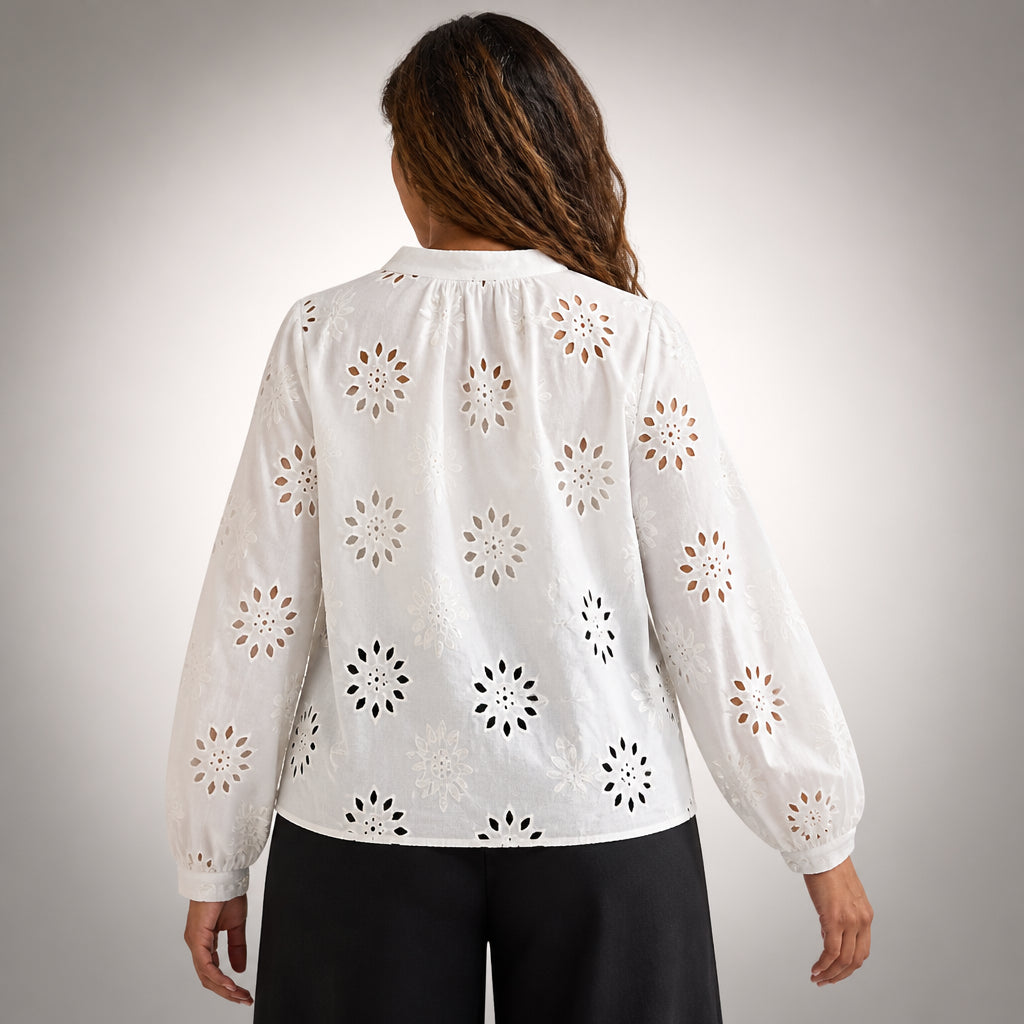Anika Anglaise Shirt in Cream | Eyelet Detail