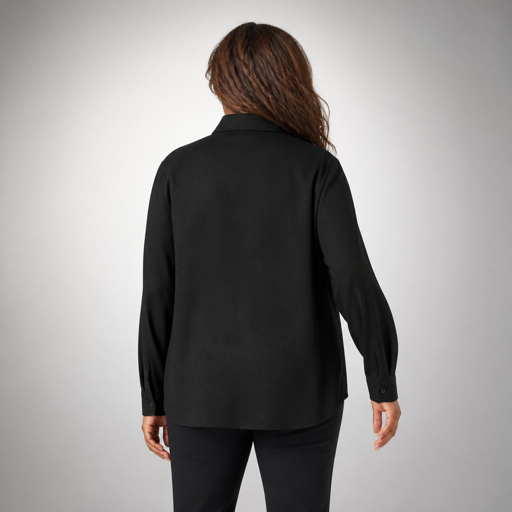 Black Shirt with Beaded Knot Closure