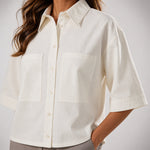 Gisela | Relaxed Cream Cotton Shirt with Pockets