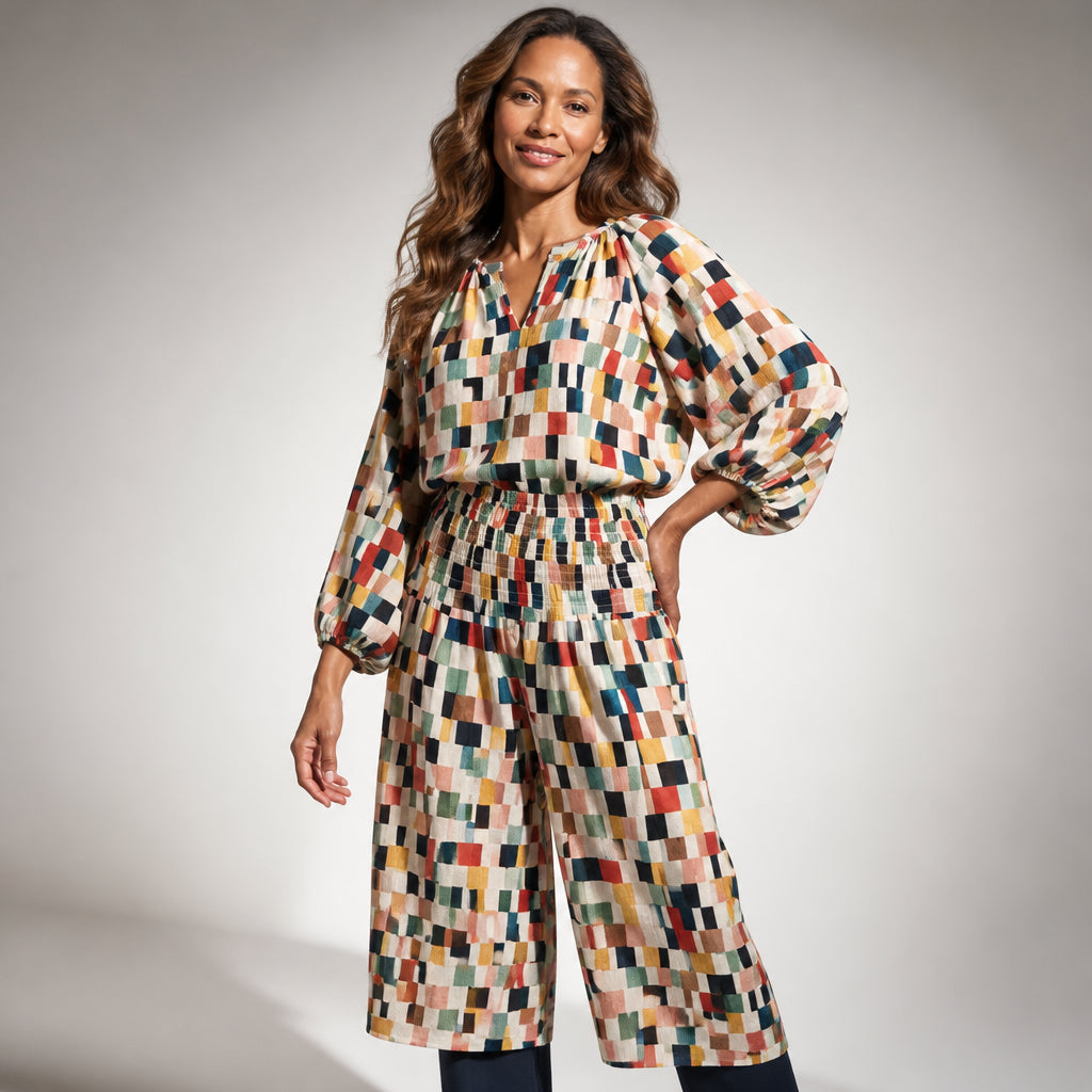 Amara Midi Dress with Geometric Print