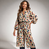 Amara Midi Dress with Geometric Print