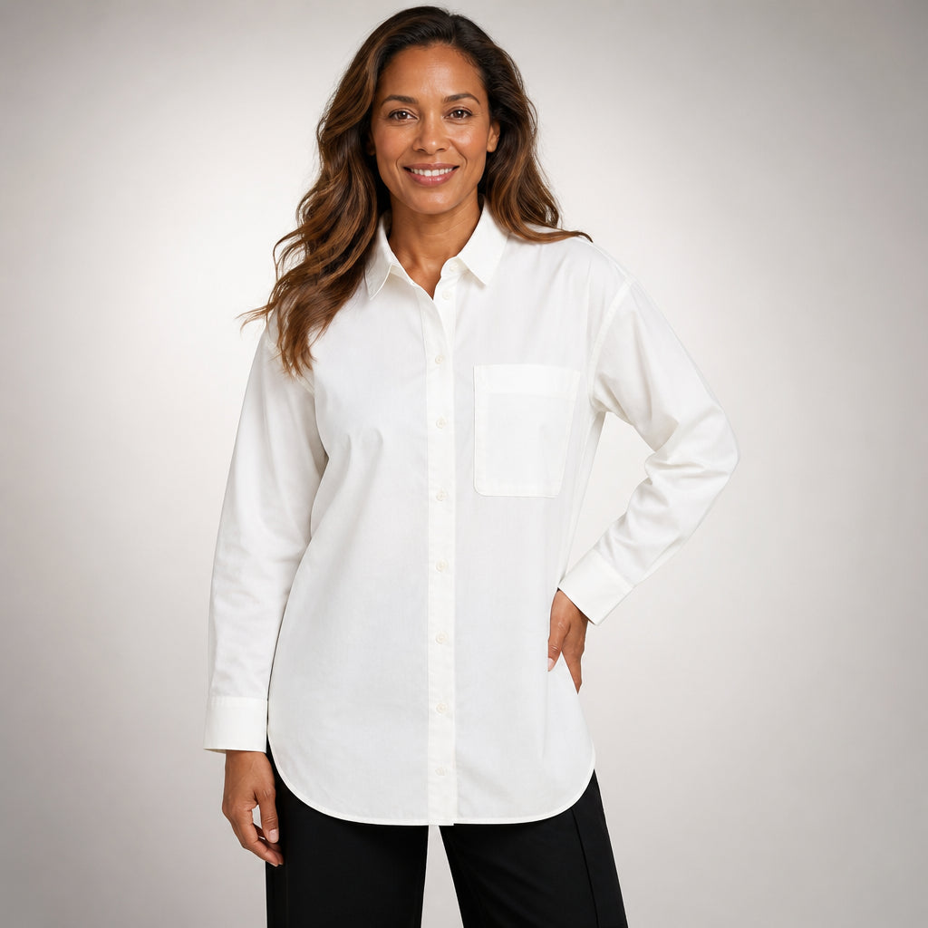 White Cotton Shirt | Oversized Button-Front