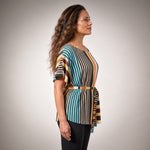 Plissé Top Kimono Sleeves Tie Waist
