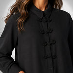 Black Shirt with Beaded Knot Closure