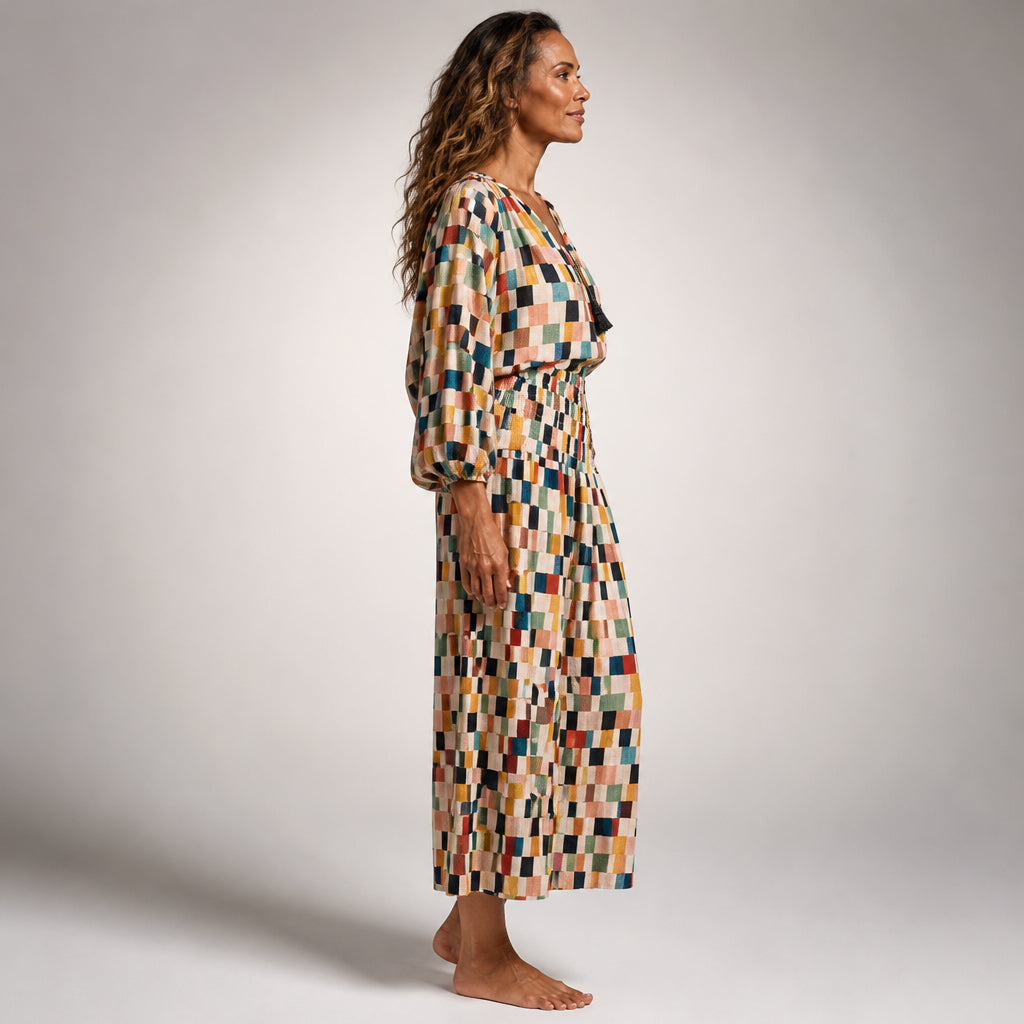 Amara Midi Dress with Geometric Print