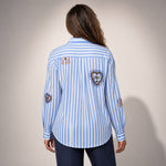 Striped Shirt with Beaded Embroidery for Women