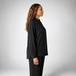 Black Shirt with Beaded Knot Closure