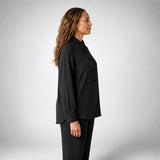 Black Shirt with Beaded Knot Closure