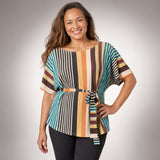 Plissé Top Kimono Sleeves Tie Waist