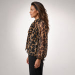Leopard Print Blouse with Tie Neckline