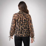 Leopard Print Blouse with Tie Neckline