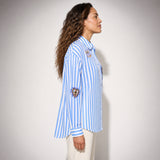 Striped Shirt with Beaded Embroidery for Women