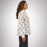 Cream Shirt with Black Floral Embroidery