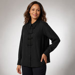 Black Shirt with Beaded Knot Closure