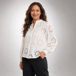 Anika Anglaise Shirt in Cream | Eyelet Detail
