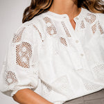 Siobhan | Cotton Top with Scalloped Lace Edges