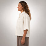 Gisela | Relaxed Cream Cotton Shirt with Pockets