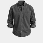 Gray casual button-up shirt with button front and chest pocket