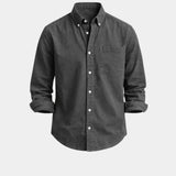 Gray casual button-up shirt with button front and chest pocket