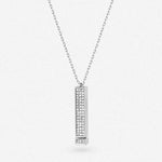 Silver rectangular crystal pendant necklace with full rhinestone row