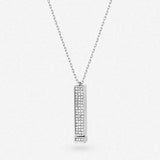 Silver rectangular crystal pendant necklace with full rhinestone row