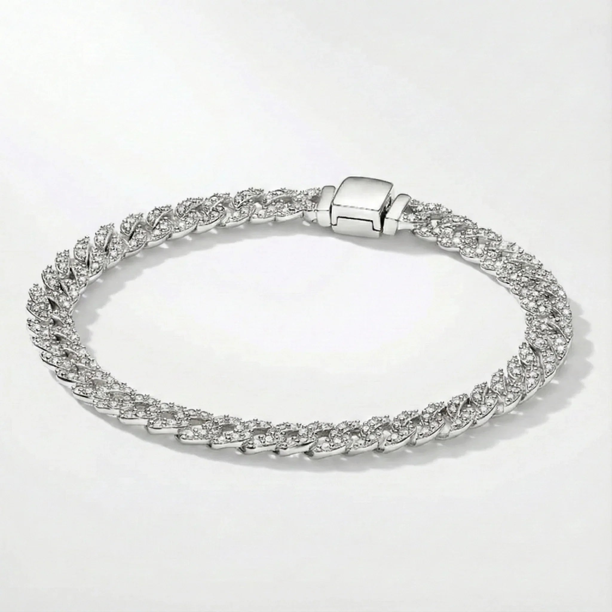 Adele moissanite Cuban bracelet in white gold