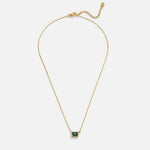 Gold-plated green emerald square pendant necklace with adjustable clasp