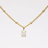 Gold opal pendant necklace with link chain and round opal centerpiece