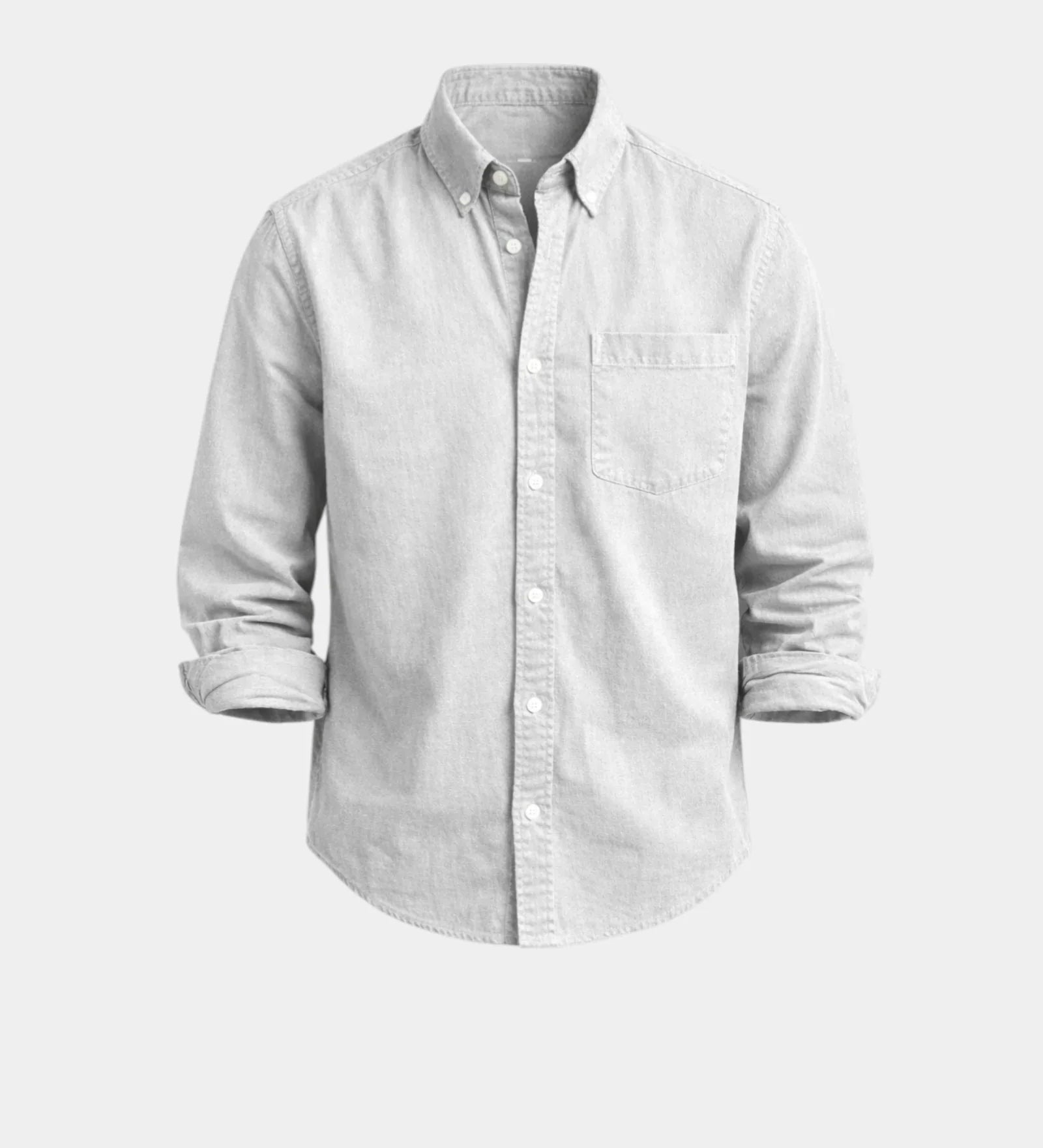 Off-white casual button-up shirt with button front and chest pocket