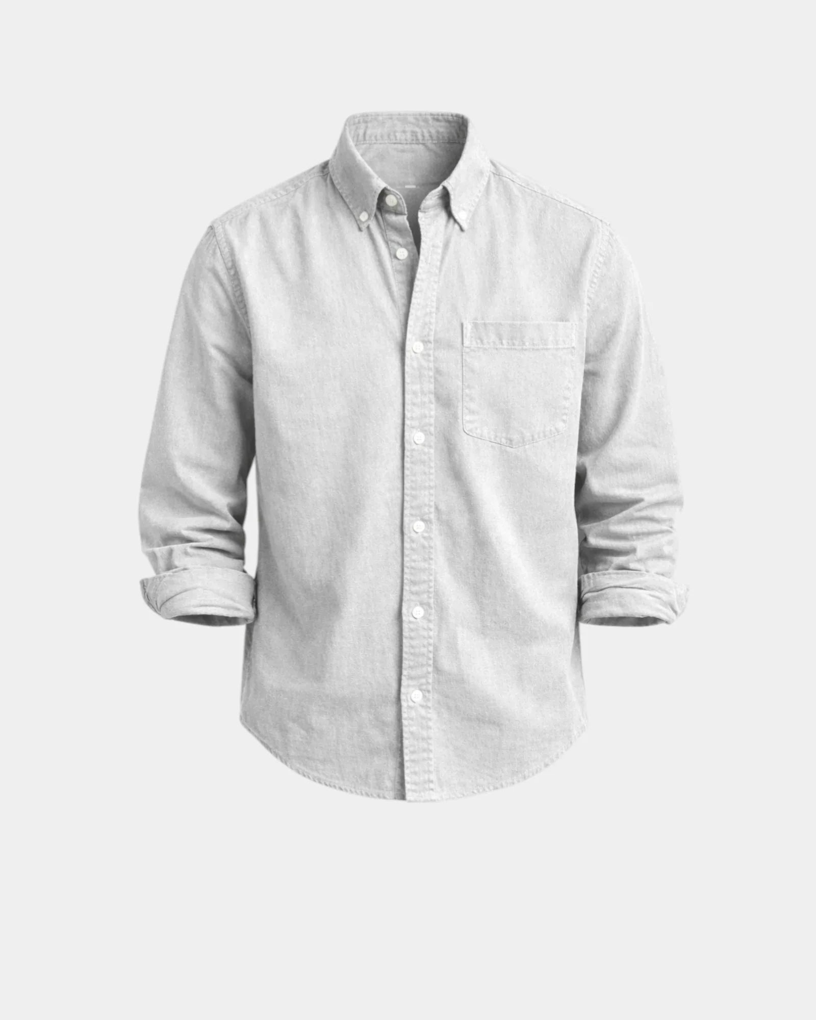 Off-white casual button-up shirt with button front and chest pocket